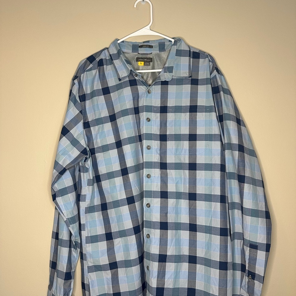 Eddie Bauer XLT Blue Plaid Men's Shirt